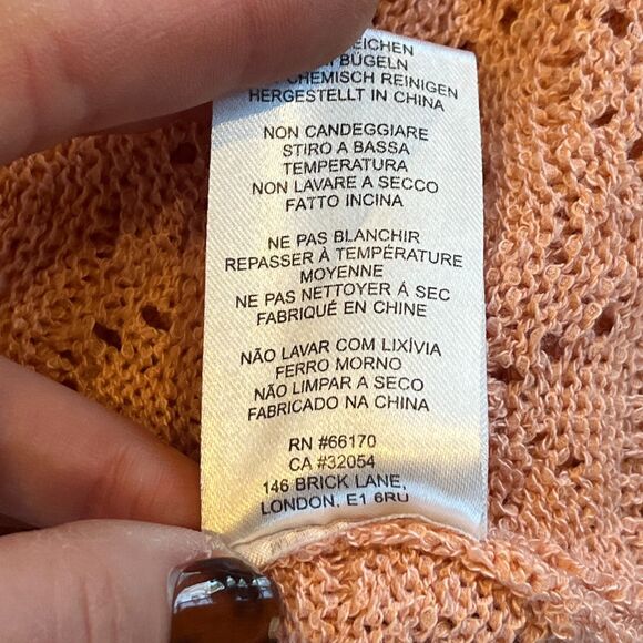 Anthropologie Pink Crochet Cardigan Sweater Button Front Medium - Picture 8 of 8